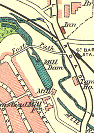 1950's map showing Mill Dam