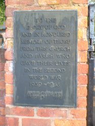 Memorial on left pillar