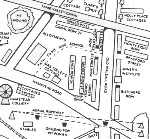 Map showing old houses on Old Walsall Road