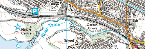 map: rail line at Hamstead