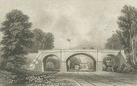 Engraving 0f Newton Road Station about 1840