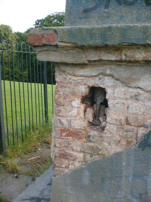 Damage to the obelisk